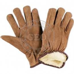 Leather Working Fur Lining Driver Gloves